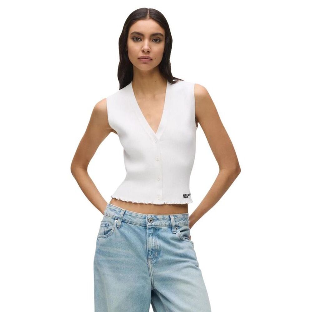 Karl Lagerfeld White Viscose Tank Women's Tops